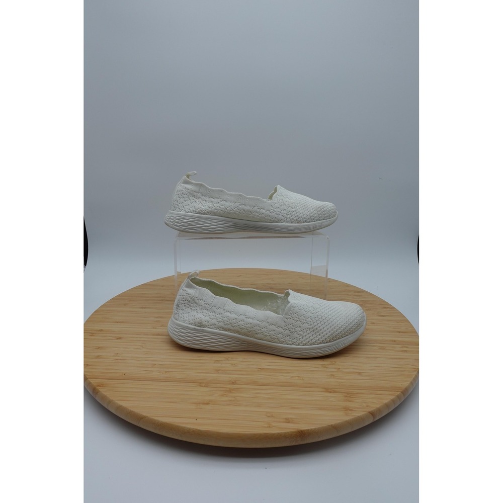 Shoes Womens Size 8 39 White Knit Slip On Walking Sneakers Lightweight Casual